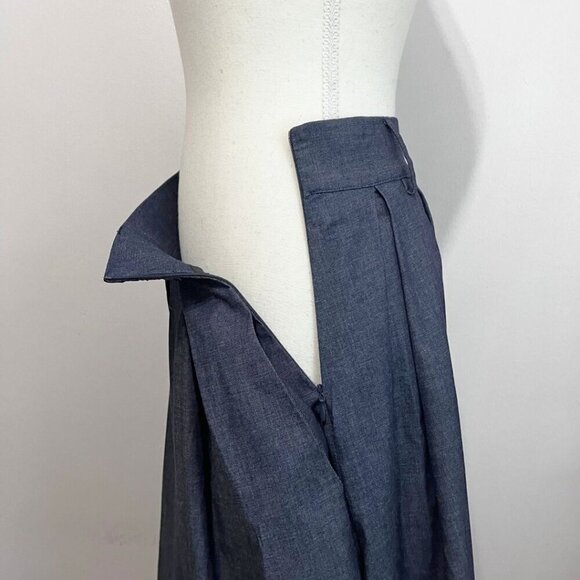 NWT VIA BOVIO DARK WASH DENIM HIGH RISE PLEATED A-LINE MIDI SKIRT - S - Picture 7 of 13